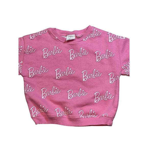 Zara Barbie Girls Pink Crew neck Sweatshirt 2-3Y - Picture 2 of 3